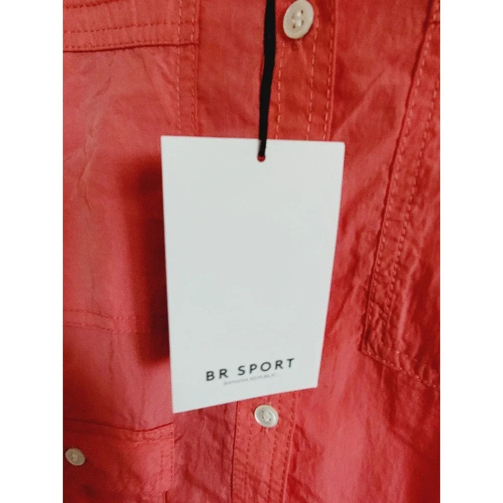 Banana Republic S BR Sport Men Nylon Utility‎ Shirt Coral Pink Small NWT RV $95